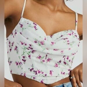 Cowl Neck Floral Crop Top size large.